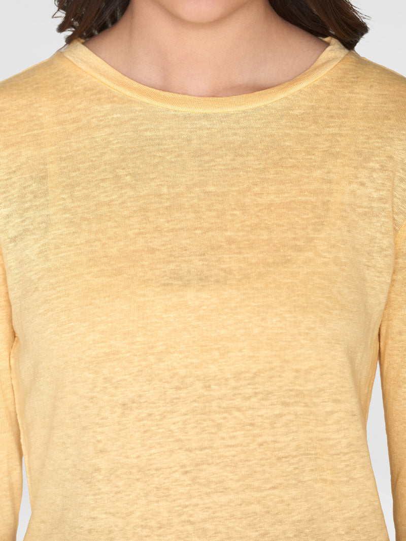 KnowledgeCotton Apparel - WMN Long sleeve linen t-shirt - GOTS/Vegan Long Sleeves 1352 Impala