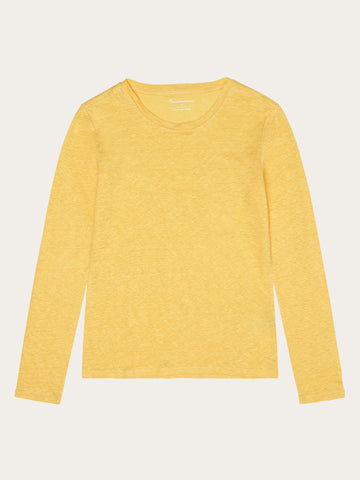 KnowledgeCotton Apparel - WMN Long sleeve linen t-shirt - GOTS/Vegan Long Sleeves 1482 Yarrow