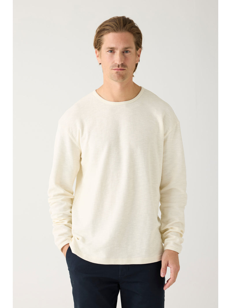 KnowledgeCotton Apparel - MEN Long sleeved structured slub sweat - GOTS/Vegan Sweats 1387 Egret