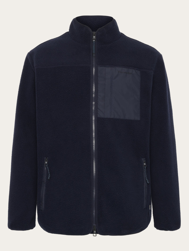 KnowledgeCotton Apparel - MEN Loose Fit Zip Fleece - GRS/Vegan Fleeces 1412 Night Sky