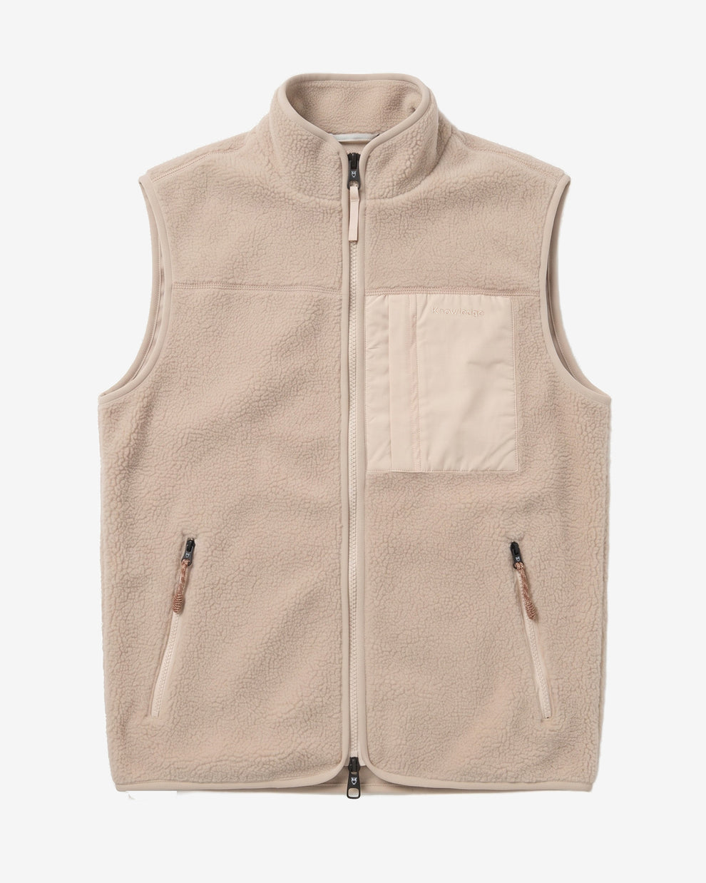 KnowledgeCotton Apparel - UNI Loose Fit Zip Fleece Vest GRS/Vegan Fleeces 1228 Light feather gray