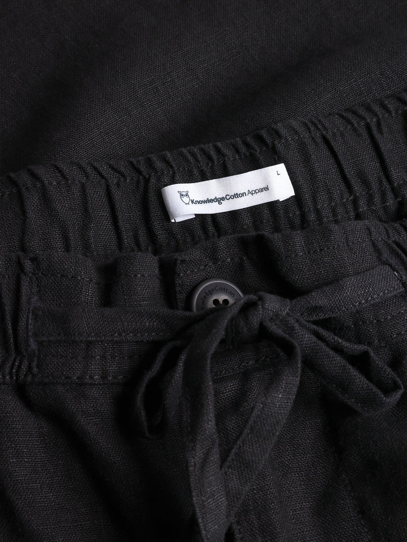 KnowledgeCotton Apparel - MEN Loose Linen shorts Shorts 1300 Black Jet