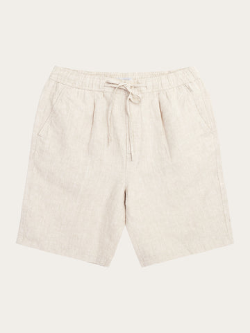 KnowledgeCotton Apparel - MEN Loose Linen shorts Shorts 1449 Yarndyed - Light feather gray