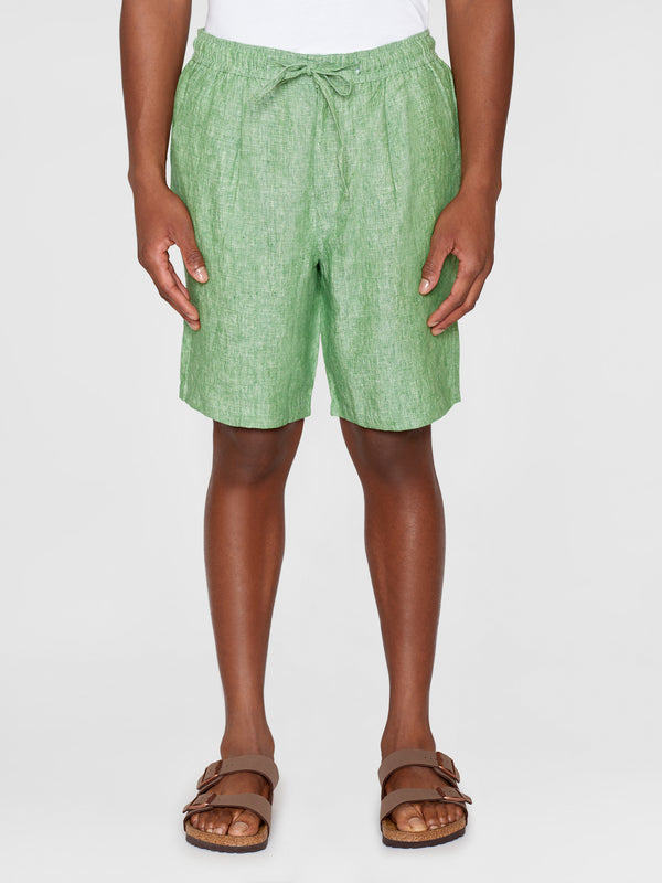 KnowledgeCotton Apparel - MEN Loose Linen shorts Shorts 1454 Shale Green