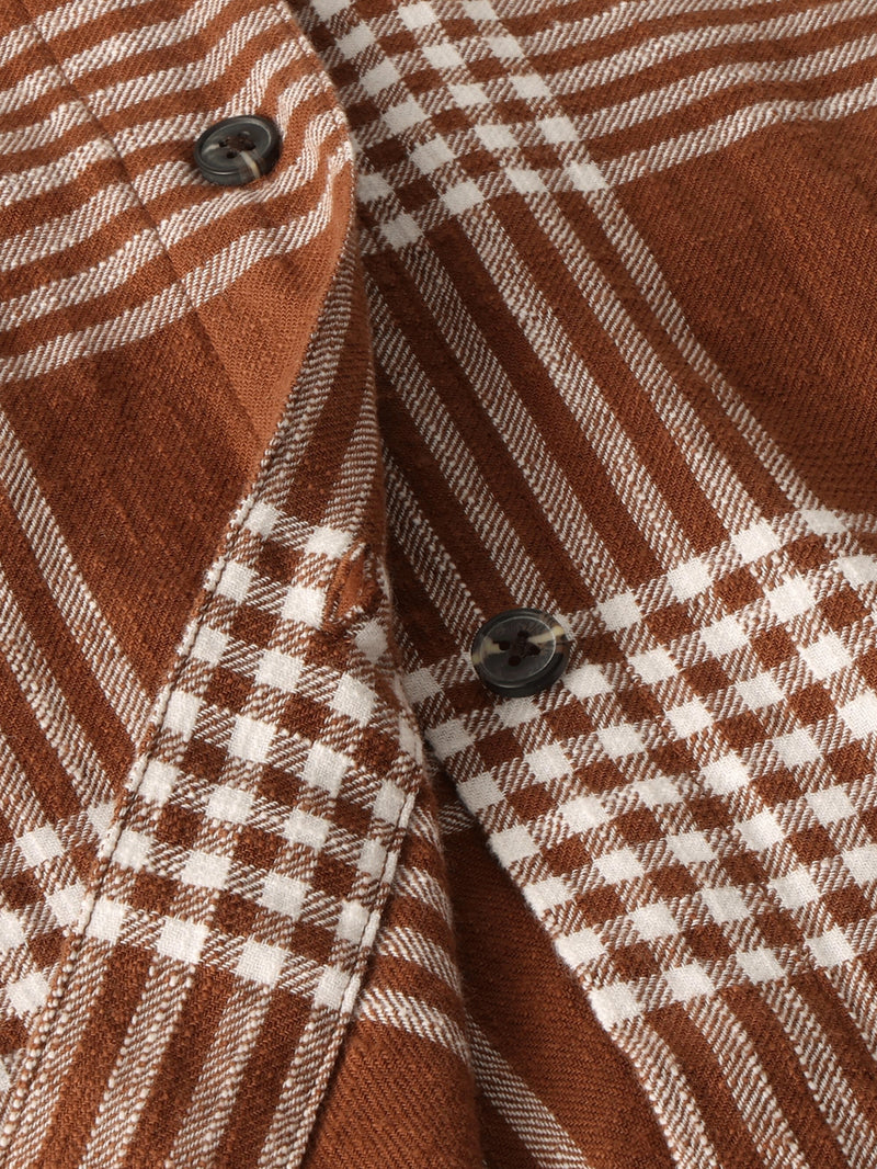 KnowledgeCotton Apparel - WMN Loose check flannel shirt - GOTS/Vegan Shirts 7026 Brown check