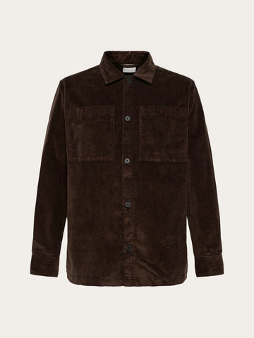 KnowledgeCotton Apparel - MEN Loose corduroy overshirt Overshirts 1487 Chocolate Torte