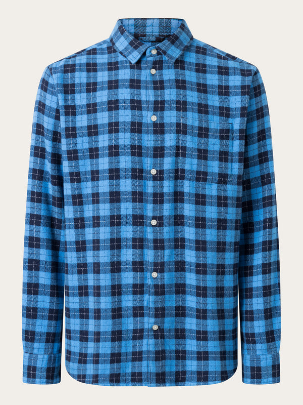 KnowledgeCotton Apparel - MEN Loose fit checkered shirt Shirts 7021 blue check