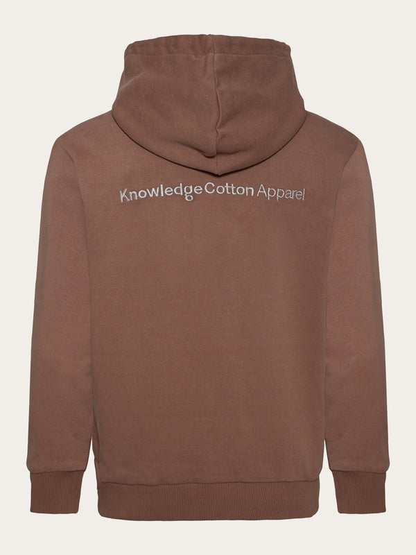 KnowledgeCotton Apparel - YOUNG Loose fit hood sweat with logo embr - GOTS/Vegan Sweats 1437 Chocolate Malt