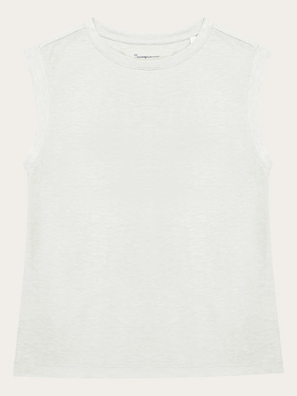 KnowledgeCotton Apparel - WMN Loose fit jersey tank top - GOTS/Vegan T-shirts 1228 Light feather gray