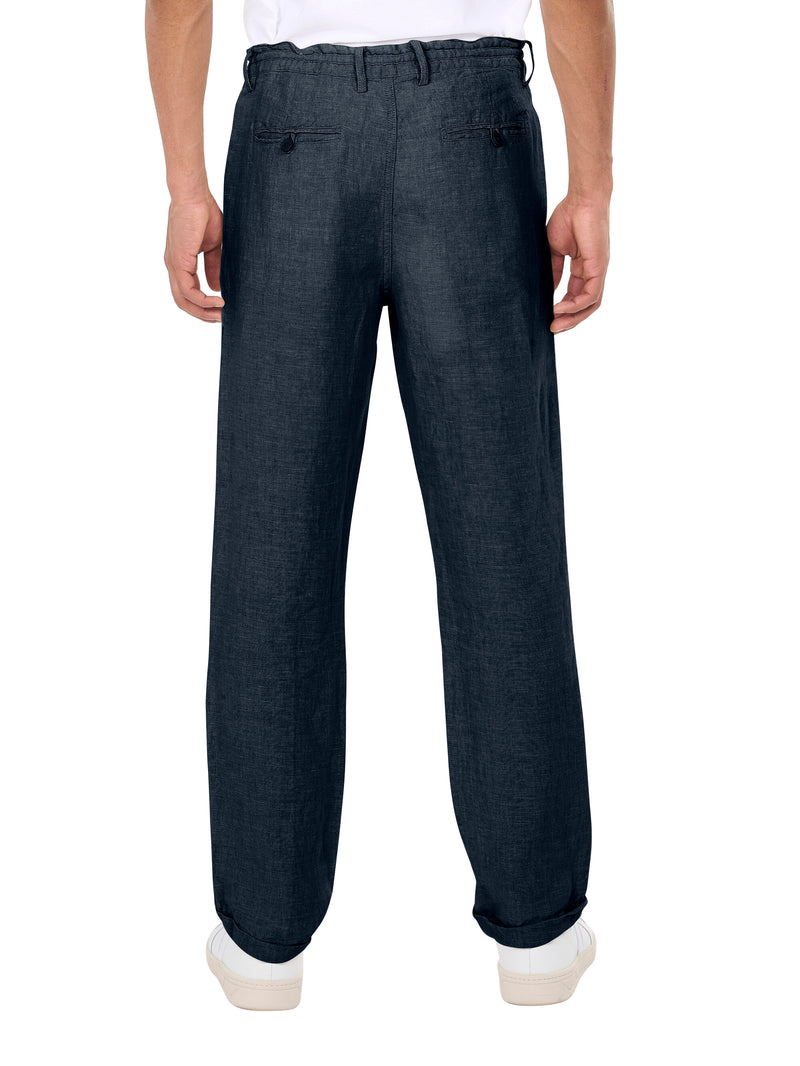 KnowledgeCotton Apparel - MEN Loose fit natural linen pant Pants 1001 Total Eclipse