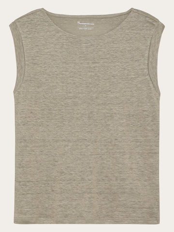 KnowledgeCotton Apparel - WMN Loose fold up linen t-shirt T-shirts 1495 Twill