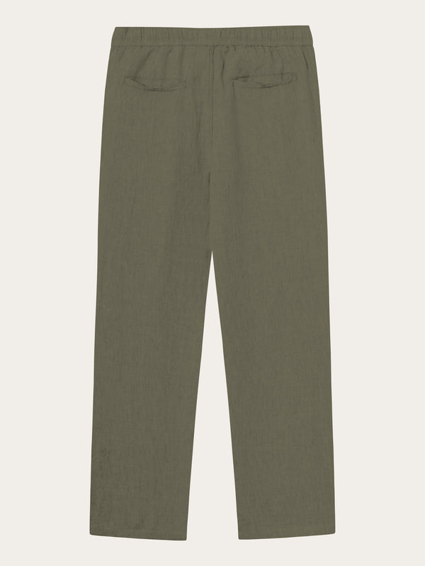 KnowledgeCotton Apparel - MEN Loose linen pant Pants 1068 Burned Olive