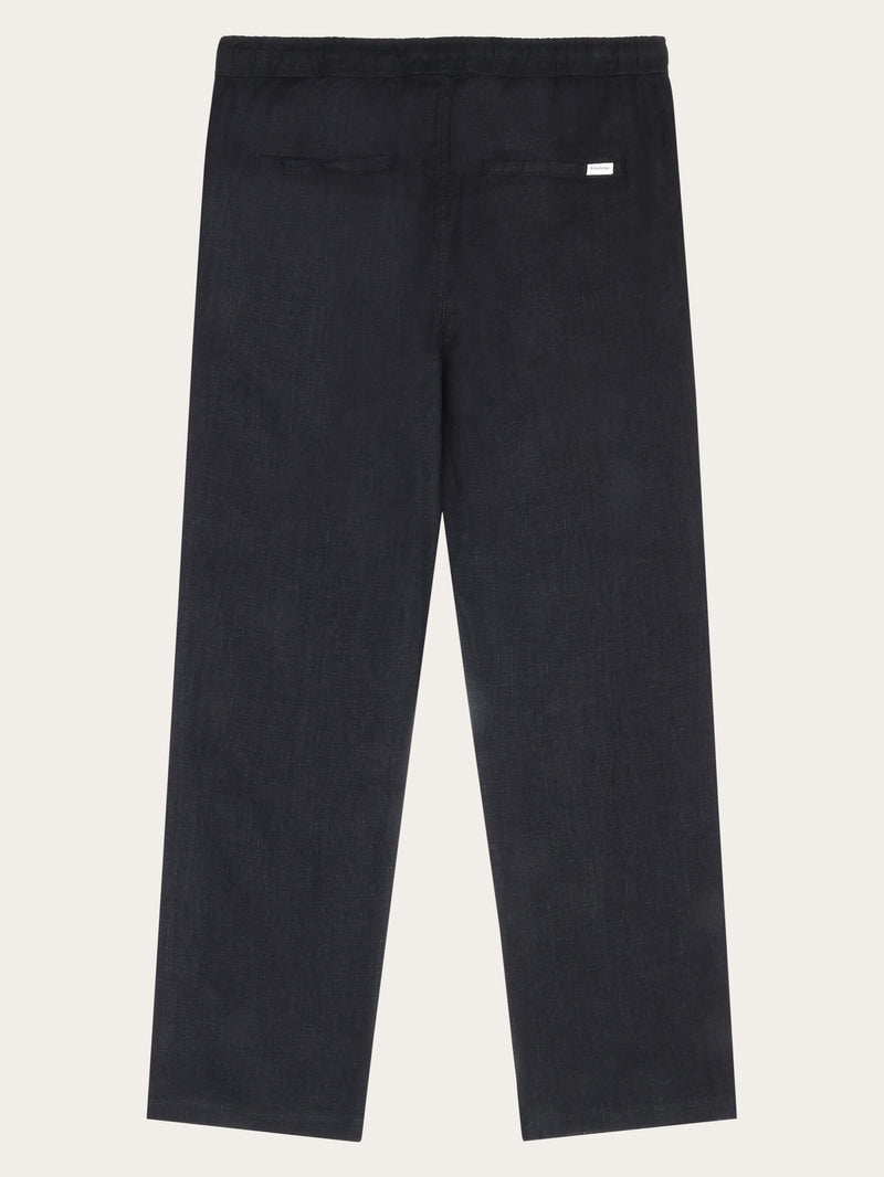 KnowledgeCotton Apparel - MEN Loose linen pant Pants 1300 Black Jet