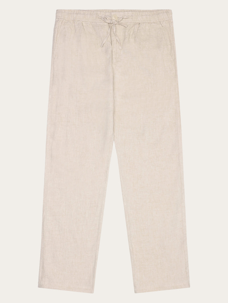 KnowledgeCotton Apparel - MEN Loose linen pant Pants 1449 Yarndyed - Light feather gray