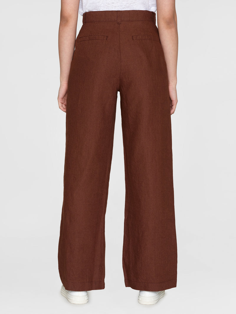 KnowledgeCotton Apparel - WMN Loose natural linen pants Pants 1441 Tiramisu