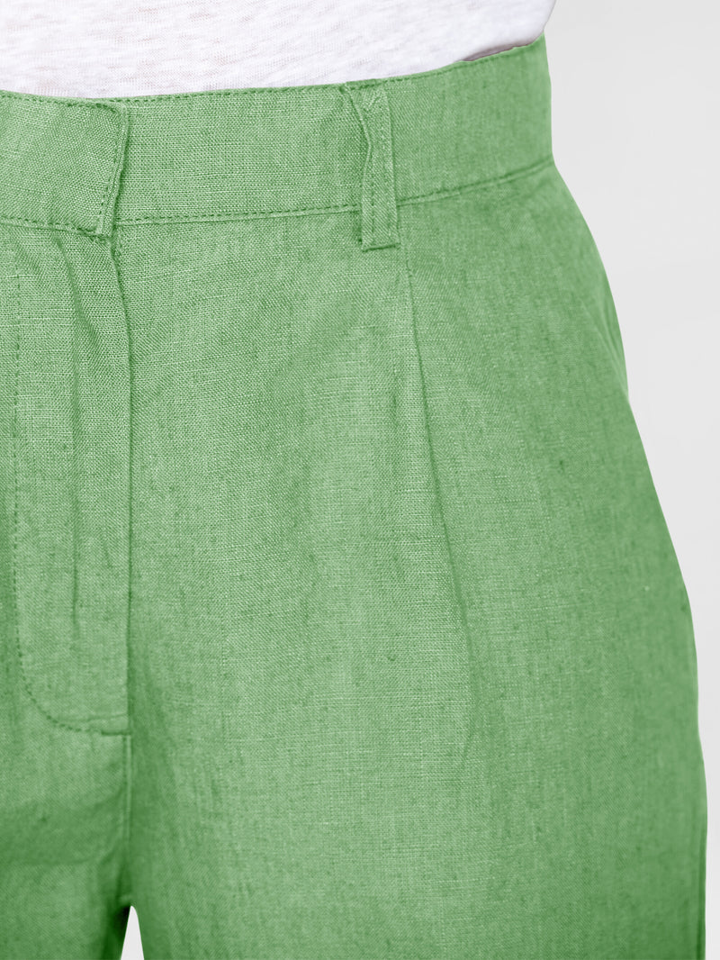 KnowledgeCotton Apparel - WMN Loose natural linen pants Pants 1454 Shale Green