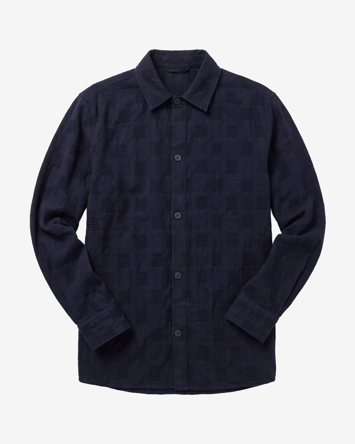 KnowledgeCotton Apparel - MEN Loose structure overshirt Overshirts 1412 Night Sky