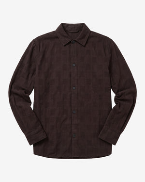 KnowledgeCotton Apparel - MEN Loose structure overshirt Overshirts 1487 Chocolate Torte