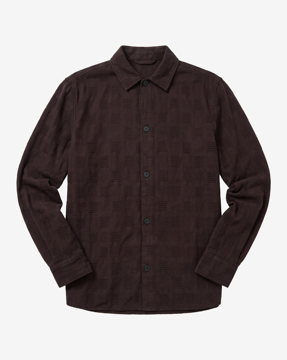 KnowledgeCotton Apparel - MEN Loose structure overshirt Overshirts 1487 Chocolate Torte
