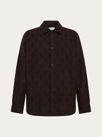 KnowledgeCotton Apparel - MEN Loose structure overshirt Overshirts 1487 Chocolate Torte