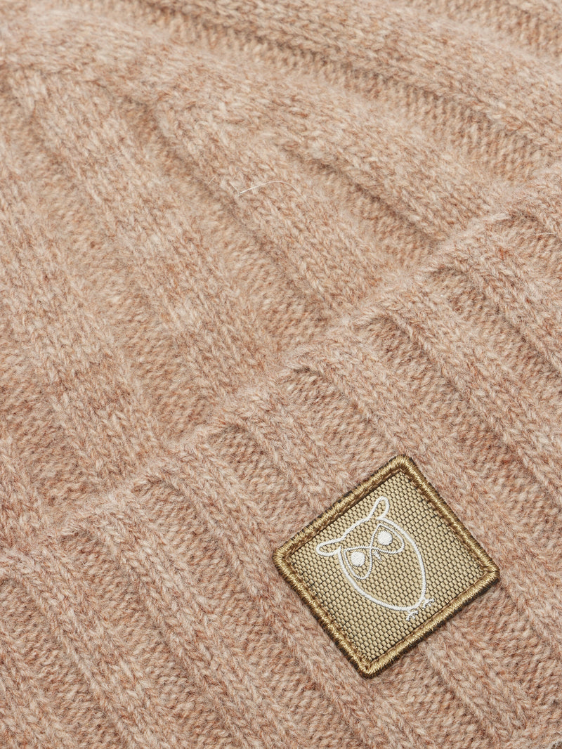 KnowledgeCotton Apparel - UNI Low wool 5x4 rib beanie - RWS Hats 1336 Kelp melange