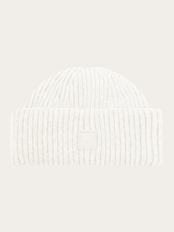KnowledgeCotton Apparel - UNI Low wool rib beanie Hats 1387 Egret