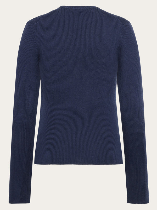 KnowledgeCotton Apparel - WMN Merino Wool Rib Knit RWS Knits 1001 Total Eclipse