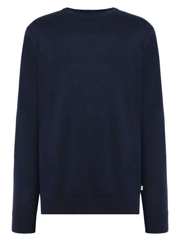 KnowledgeCotton Apparel - MEN Merino crew neck sweater Knits 1001 Total Eclipse