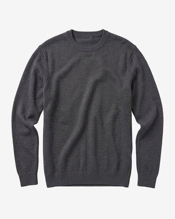 KnowledgeCotton Apparel - MEN Merino crew neck sweater Knits 1073 Dark Grey Melange