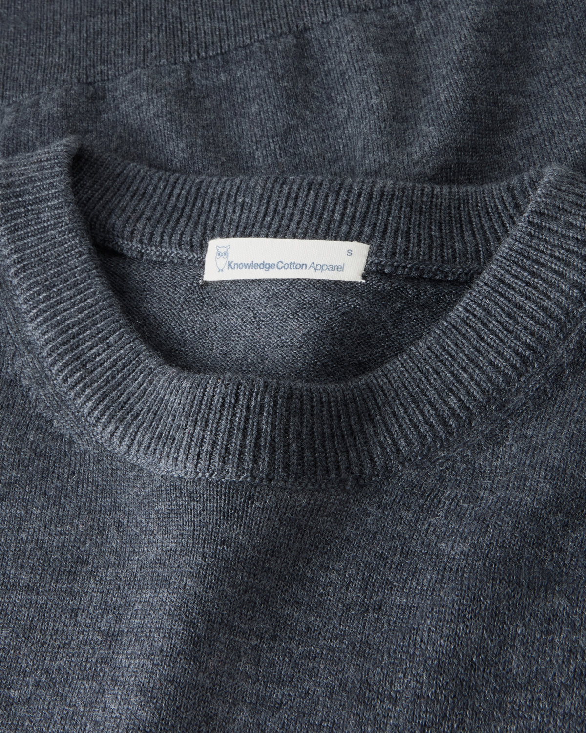 KnowledgeCotton Apparel - WMN Merino crew neck sweater Knits 1073 Dark Grey Melange