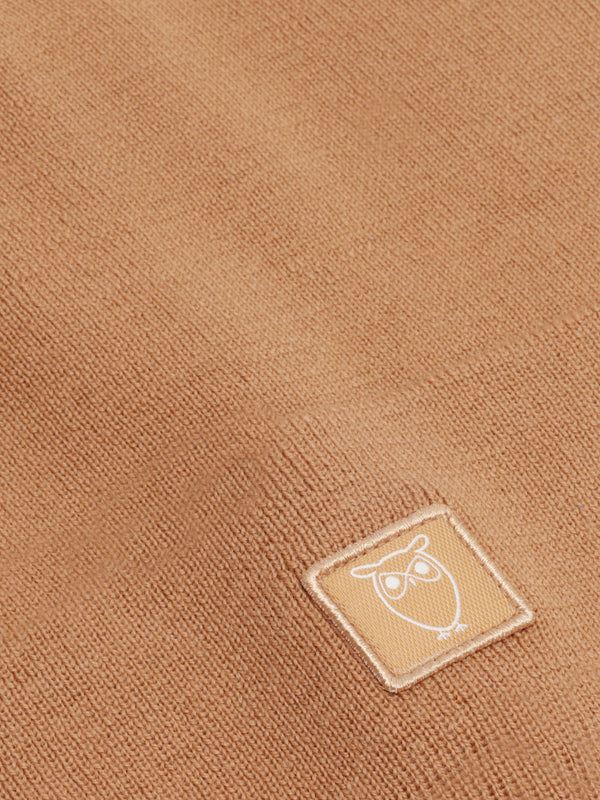 KnowledgeCotton Apparel - UNI Merino double layer badge beanie Hats 1484 Apple Cinnamon