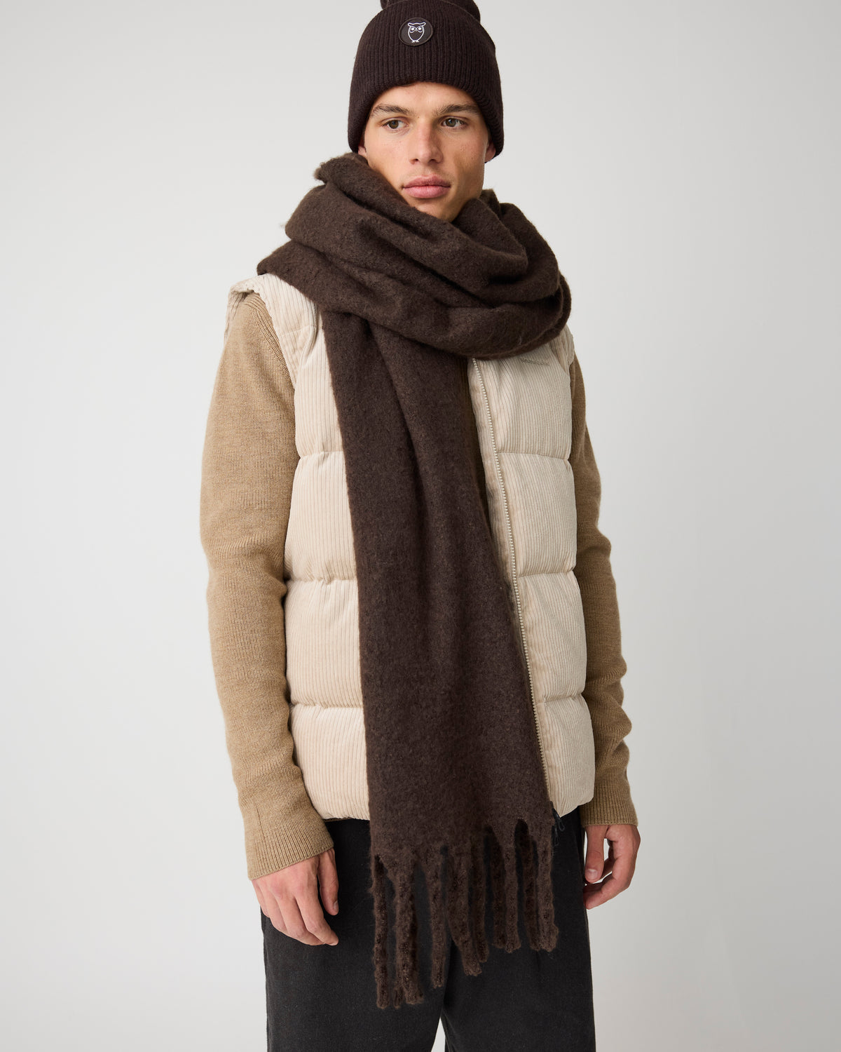KnowledgeCotton Apparel - MEN Merino full zip sweater Knits 1336 Kelp melange