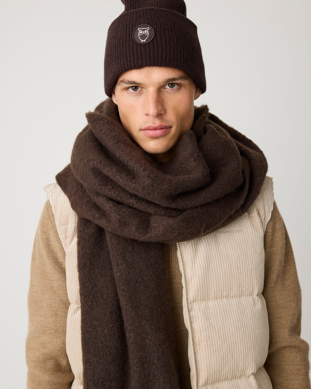 KnowledgeCotton Apparel - MEN Merino full zip sweater Knits 1336 Kelp melange