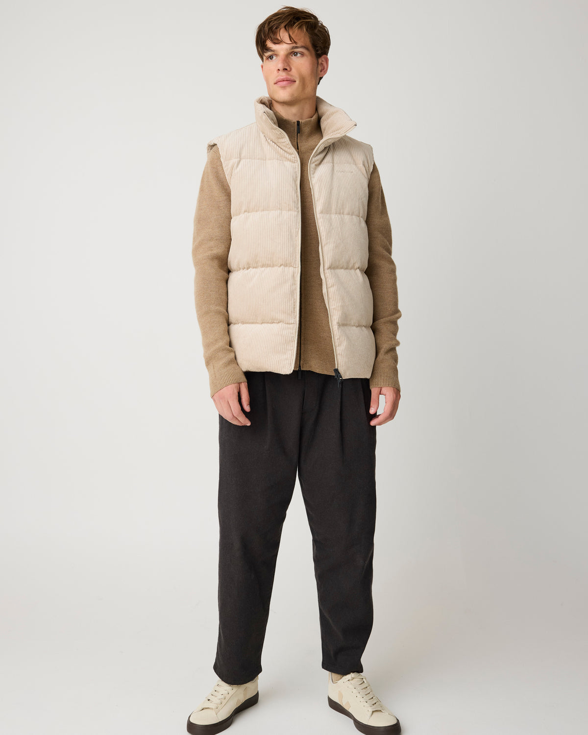 KnowledgeCotton Apparel - MEN Merino full zip sweater Knits 1336 Kelp melange