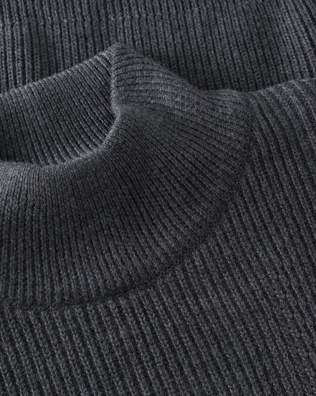 KnowledgeCotton Apparel - WMN Merino high neck sweater Knits 1073 Dark Grey Melange