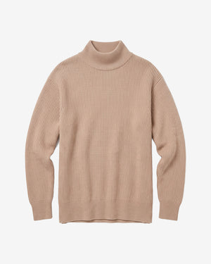 KnowledgeCotton Apparel - WMN Merino high neck sweater Knits 1336 Kelp melange