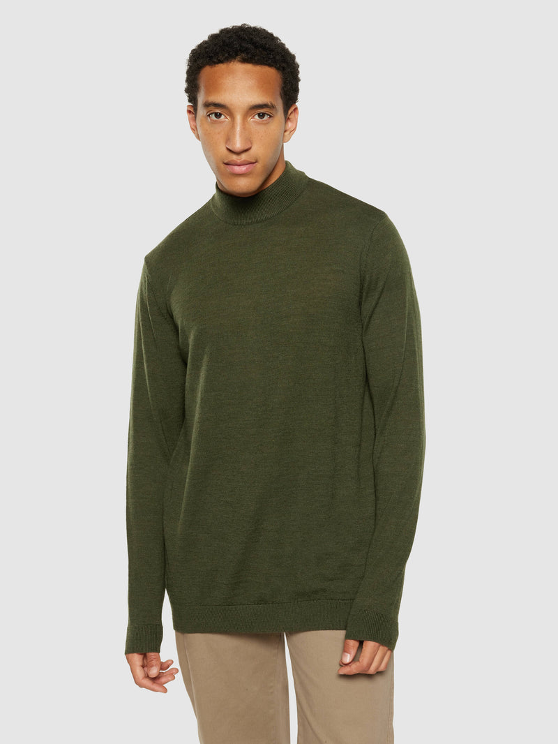 KnowledgeCotton Apparel - MEN Merino mock neck - RWS Knits 1090 Forrest Night