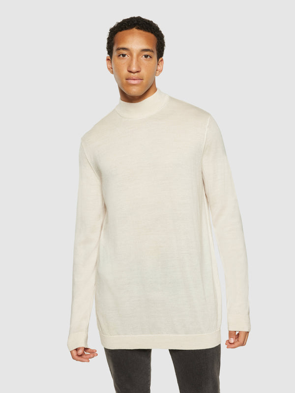 KnowledgeCotton Apparel - MEN Merino mock neck - RWS Knits 1346 Kelp