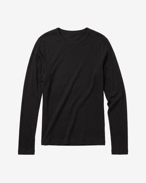 KnowledgeCotton Apparel - WMN Merino rib long sleeve t-shirt Long Sleeves 1300 Black Jet
