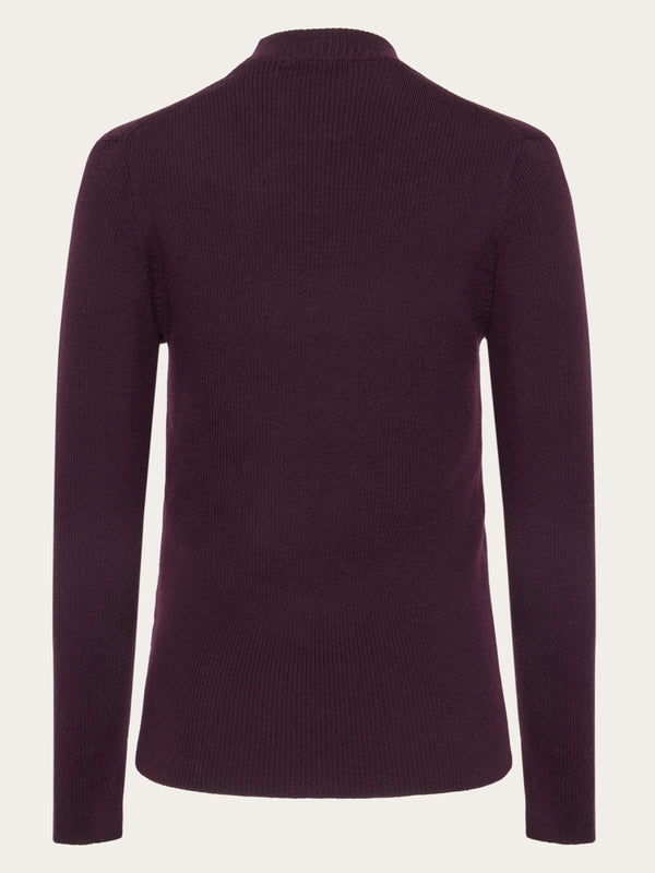 KnowledgeCotton Apparel - WMN Merino rib mock neck long sleeve t-shirt Knits 1281 Fig