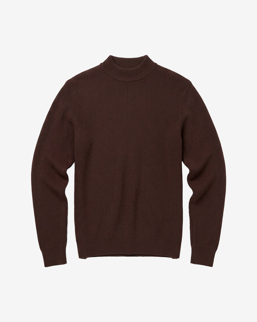 KnowledgeCotton Apparel - WMN Merino rib mock neck long sleeve t-shirt Knits 1487 Chocolate Torte