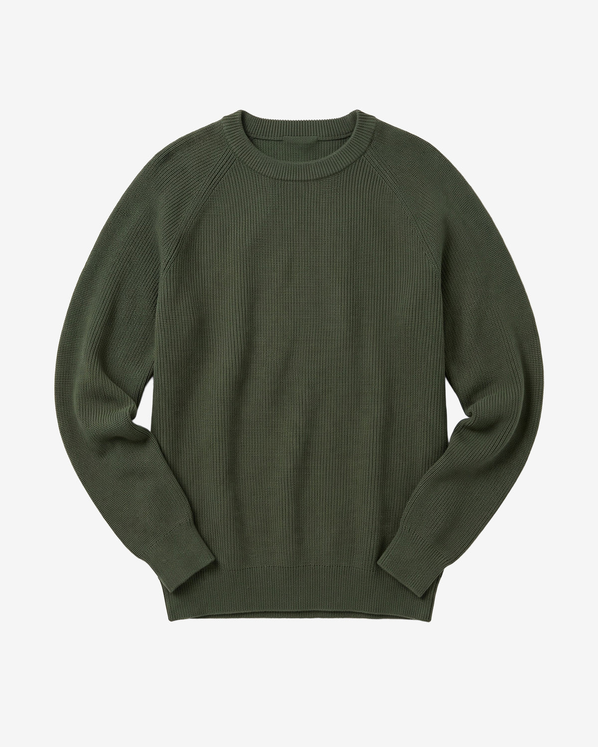 KnowledgeCotton Apparel - MEN O-neck merino wool rib knit Knits 1068 Burned Olive