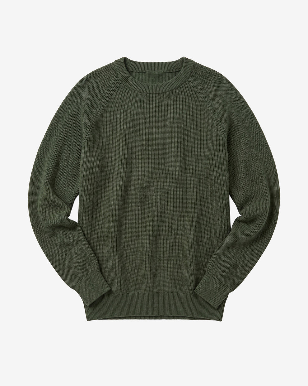 KnowledgeCotton Apparel - MEN O-neck merino wool rib knit Knits 1068 Burned Olive
