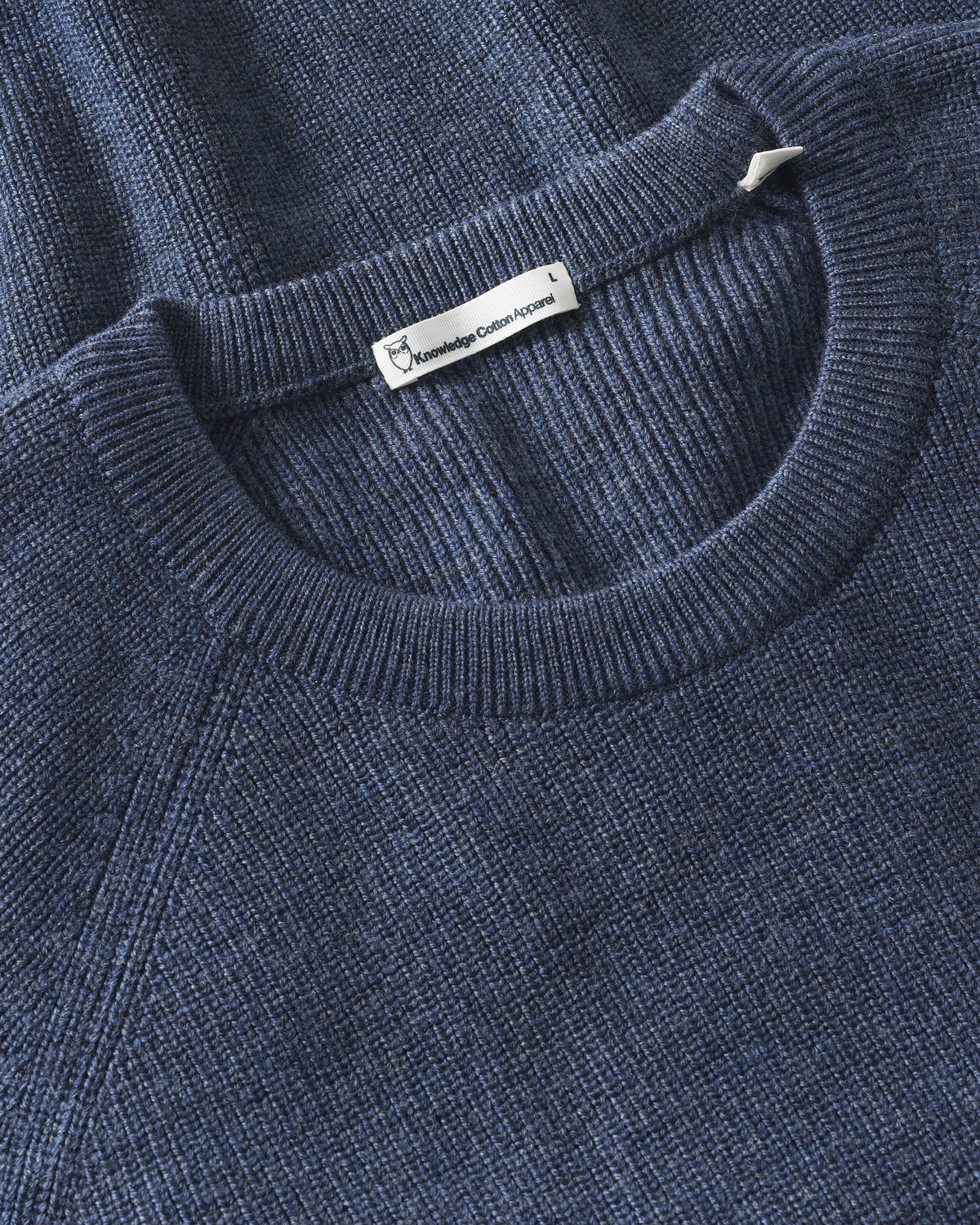 KnowledgeCotton Apparel - MEN O-neck merino wool rib knit Knits 1226 Vintage Indigo