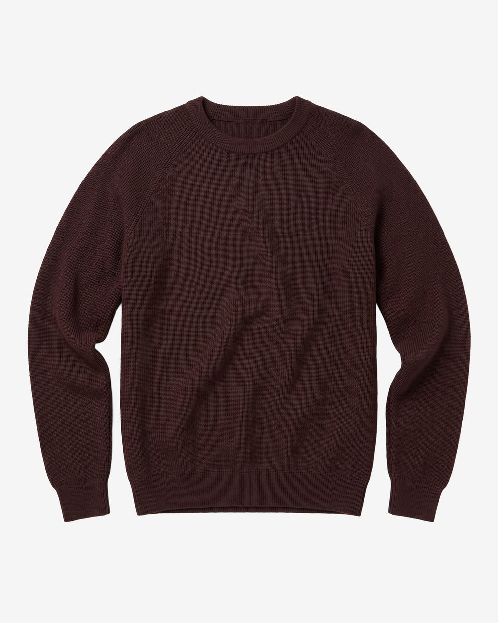 KnowledgeCotton Apparel - MEN O-neck merino wool rib knit Knits 1487 Chocolate Torte