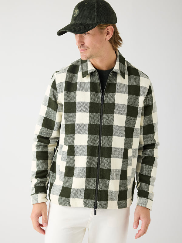 KnowledgeCotton Apparel - MEN Organic Cotton Checked Flannel Overshirt GOTS Overshirts 7023 Green check