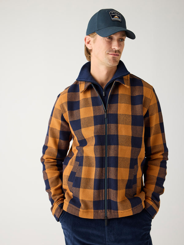 KnowledgeCotton Apparel - MEN Organic Cotton Checked Flannel Overshirt GOTS Overshirts 7036 Navy check
