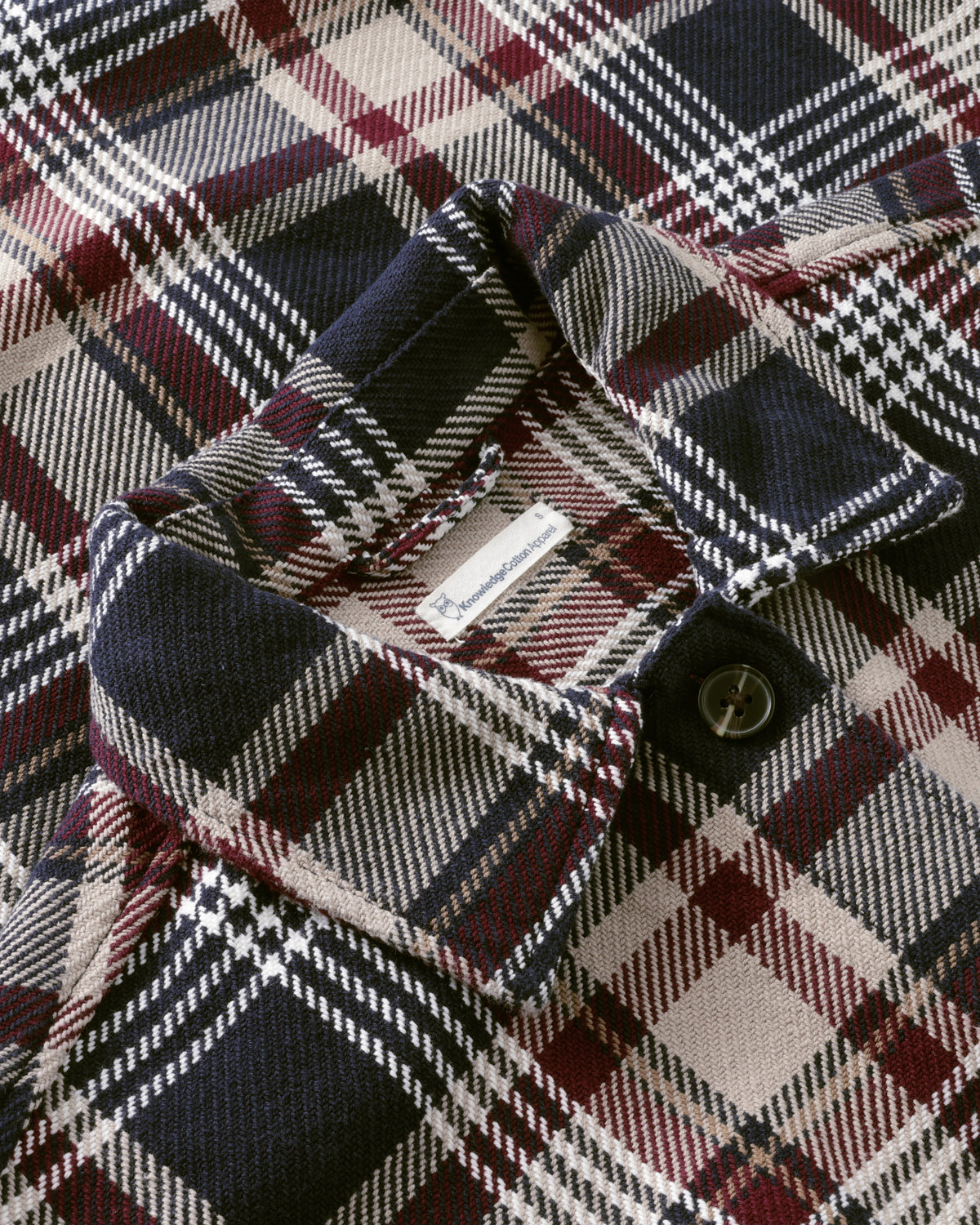 KnowledgeCotton Apparel - WMN Organic Cotton Checked Flannel Overshirt GOTS Overshirts 7030 Beige check