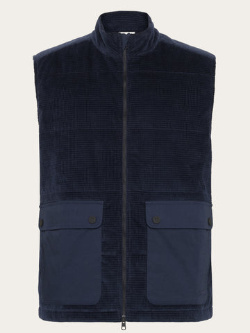 KnowledgeCotton Apparel - MEN Organic Cotton Corduroy Vest GOTS Vests 1412 Night Sky