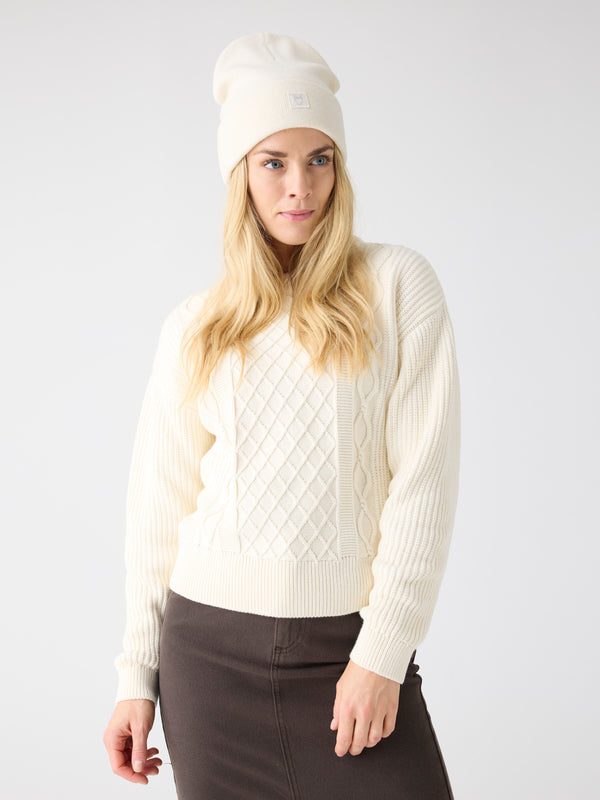 KnowledgeCotton Apparel - WMN Organic Cotton Crew Neck - Regenerative Organic Certified™ - GOTS/Vegan Knits 1387 Egret